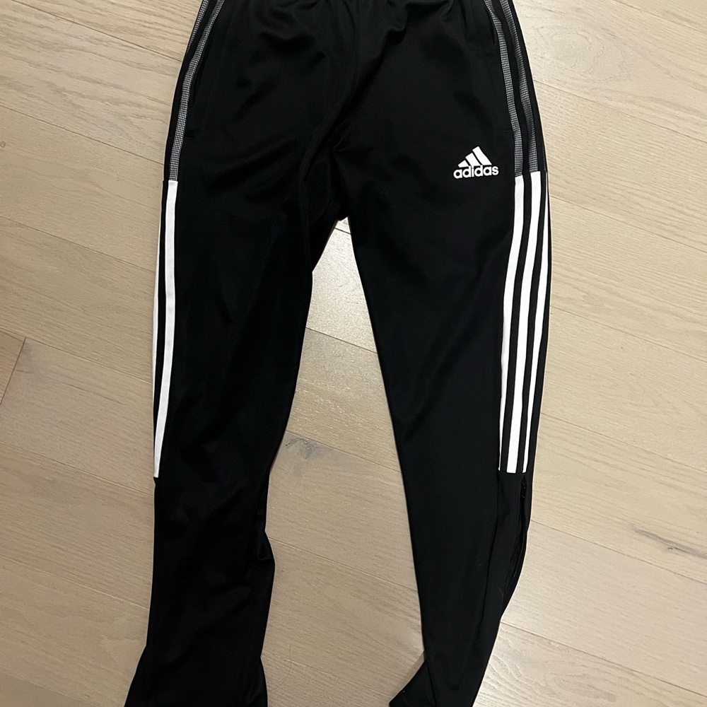 Adidas Kids Black Joggers with White Stripes